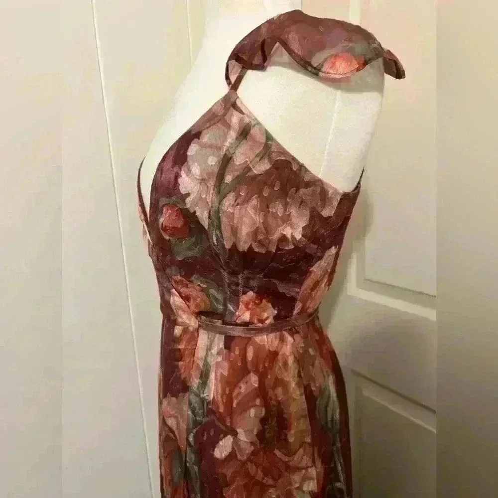 Anthropologie‎ Hutch $240 Senna Floral Tiered Maxi Wrap Dress Feminine Boho Red - Picture 8 of 12